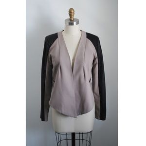 Bar III Crepe and Faux Leather Blazer